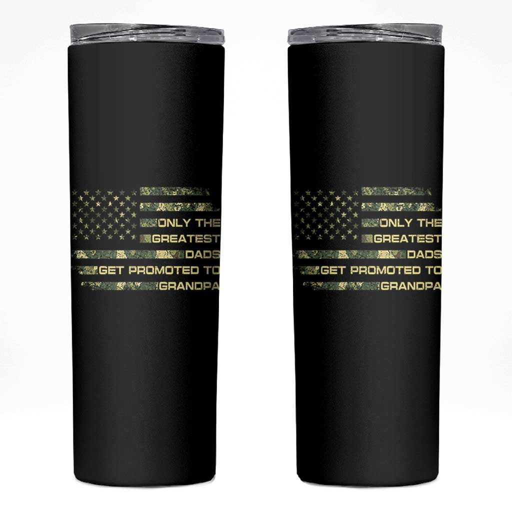 Greatest Dads Get Promoted To Grandpa Skinny Tumbler Retro Camo American Flag New Grandpa Gift