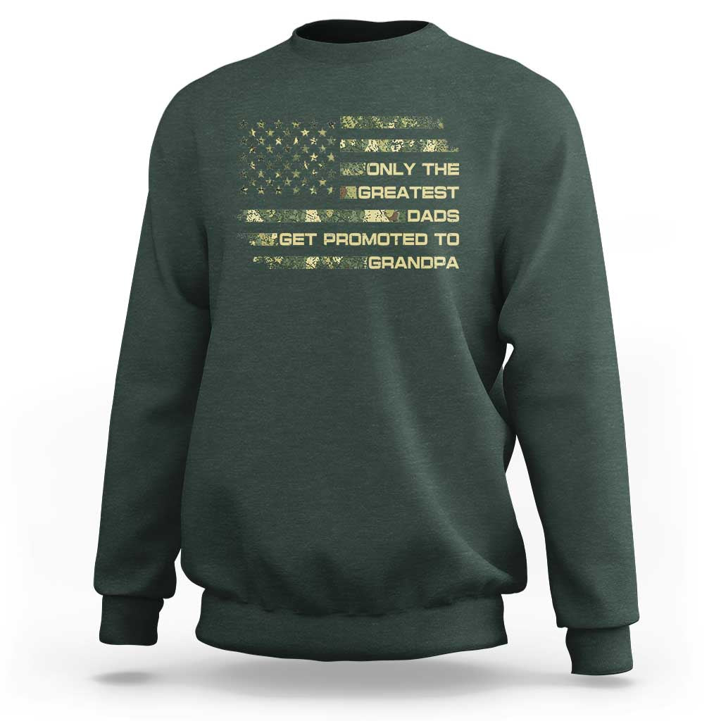 Greatest Dads Get Promoted To Grandpa Sweatshirt Retro Camo American Flag New Grandpa Gift