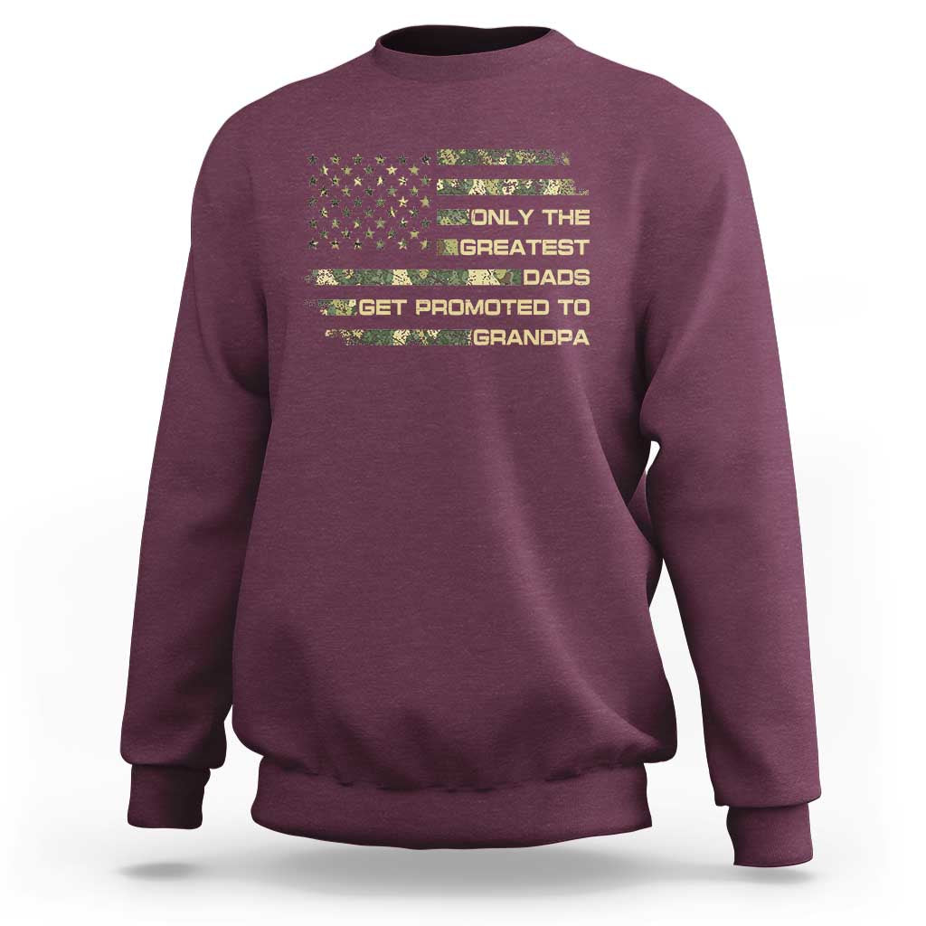 Greatest Dads Get Promoted To Grandpa Sweatshirt Retro Camo American Flag New Grandpa Gift