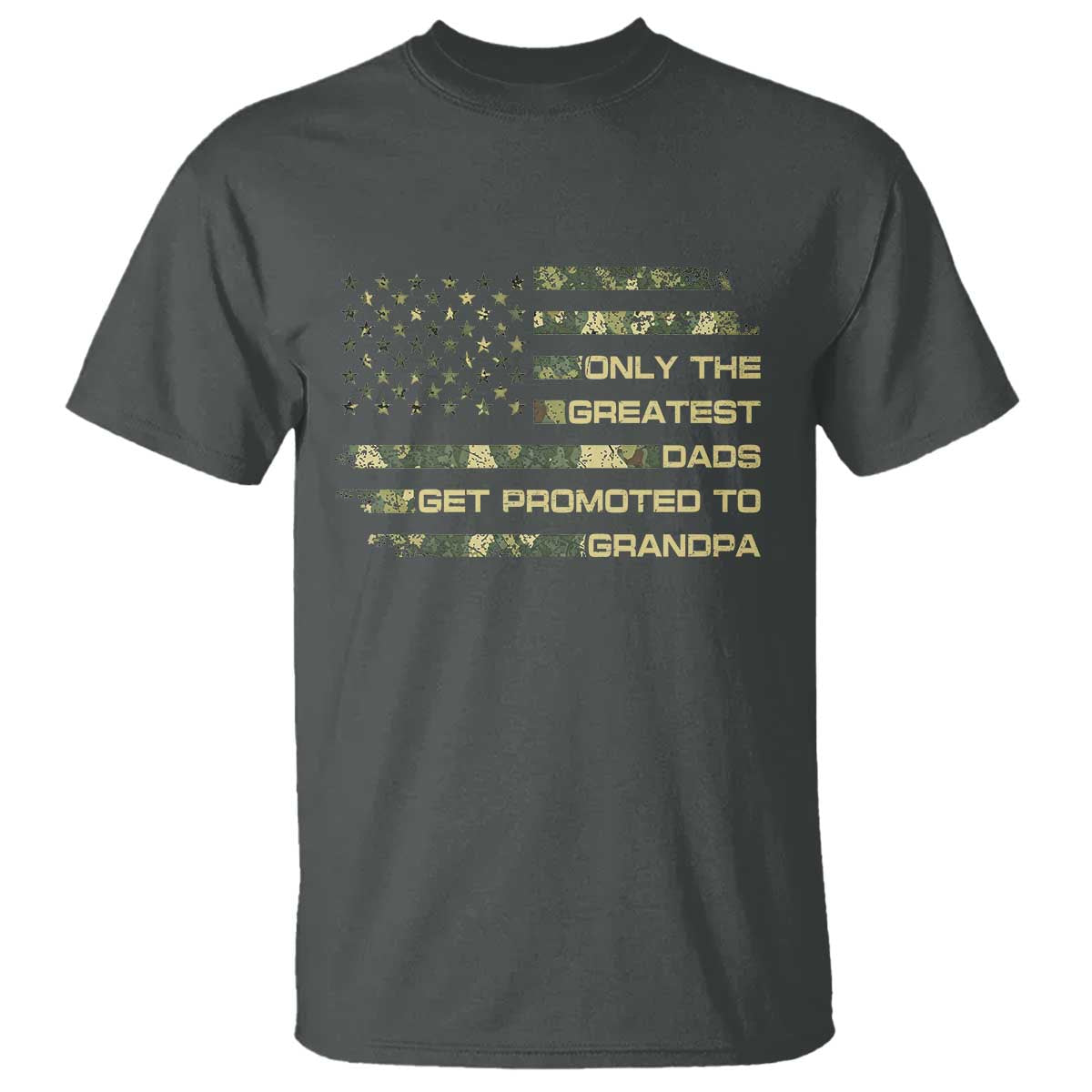 Greatest Dads Get Promoted To Grandpa T Shirt Retro Camo American Flag New Grandpa Gift