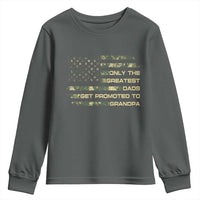 Greatest Dads Get Promoted To Grandpa Youth Sweatshirt Retro Camo American Flag New Grandpa Gift