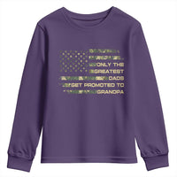 Greatest Dads Get Promoted To Grandpa Youth Sweatshirt Retro Camo American Flag New Grandpa Gift