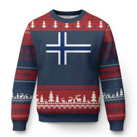 Norway Flag Ugly Christmas Sweater Distressed Norwegian Norge Nordic Red White Blue Symbol