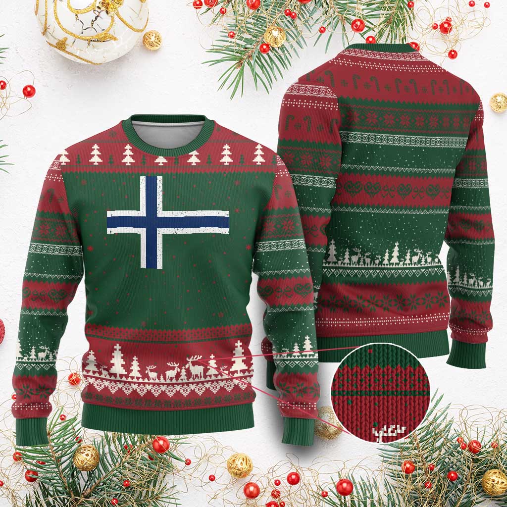 Norway Flag Ugly Christmas Sweater Distressed Norwegian Norge Nordic Red White Blue Symbol