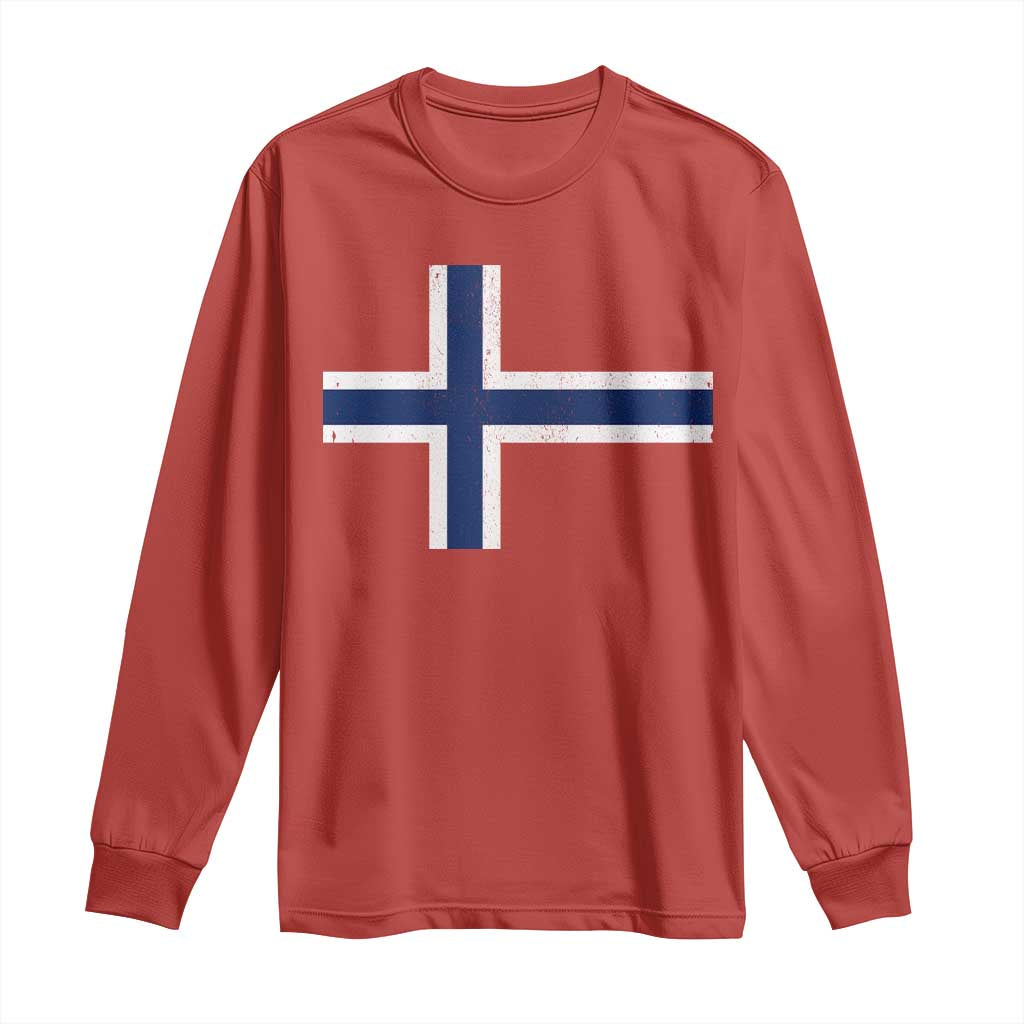 Norway Flag Long Sleeve Shirt Distressed Norwegian Norge Nordic Red White Blue Symbol