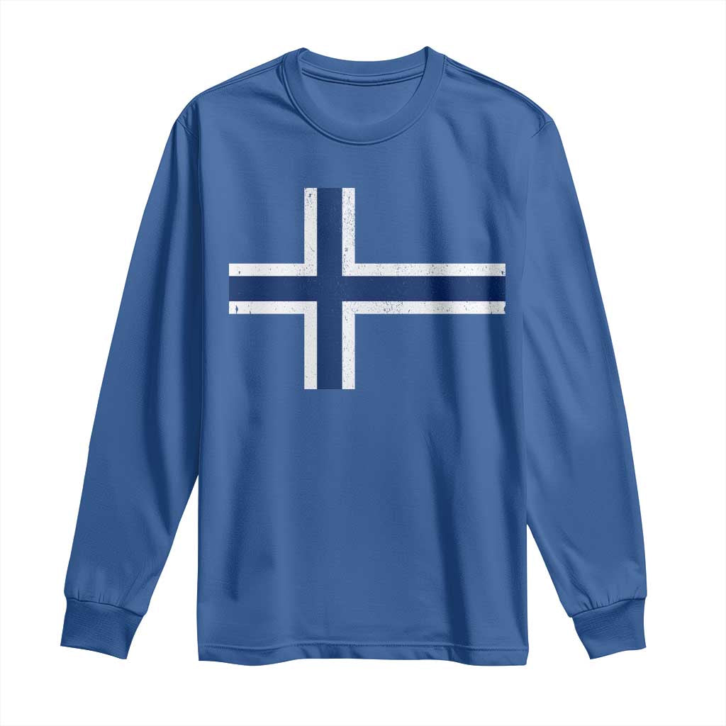 Norway Flag Long Sleeve Shirt Distressed Norwegian Norge Nordic Red White Blue Symbol