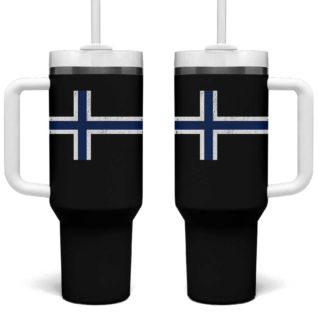Norway Flag Tumbler With Handle Distressed Norwegian Norge Nordic Red White Blue Symbol