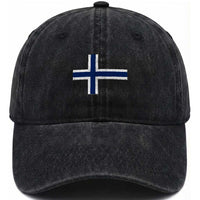 Norway Flag Washed Cotton Baseball Cap Distressed Norwegian Norge Nordic Red White Blue Symbol