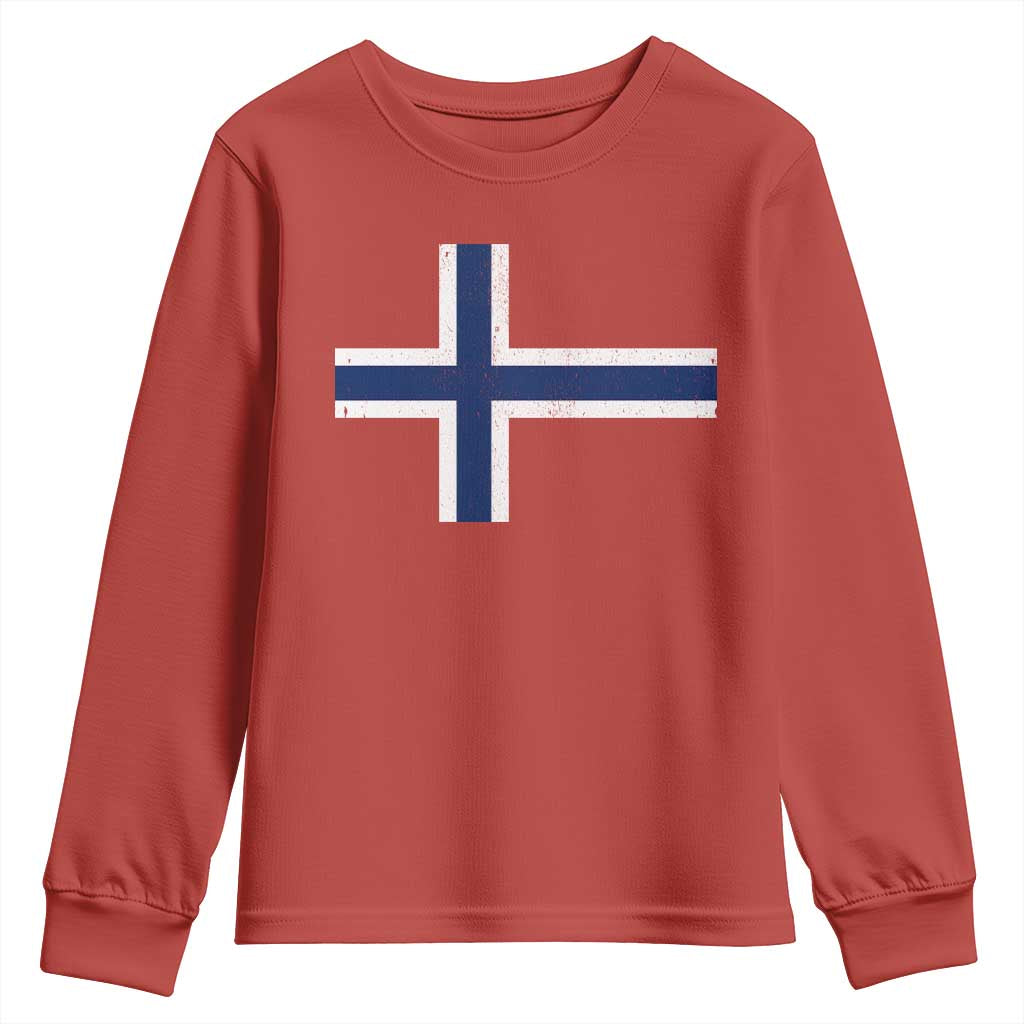 Norway Flag Youth Sweatshirt Distressed Norwegian Norge Nordic Red White Blue Symbol