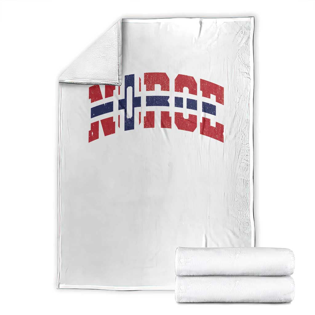 Norge Flag Throw Blanket Varsity Lettering Vintage Distressed Norway Norwegian Pride Scandinavian