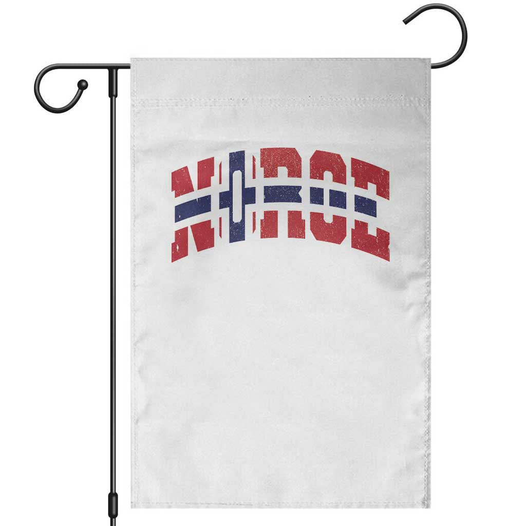 Norge Flag Garden Flag Varsity Lettering Vintage Distressed Norway Norwegian Pride Scandinavian