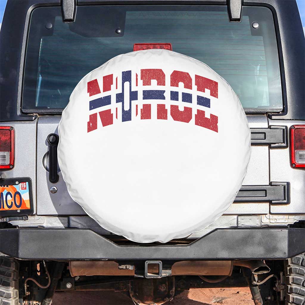 Norge Flag Spare Tire Cover Varsity Lettering Vintage Distressed Norway Norwegian Pride Scandinavian
