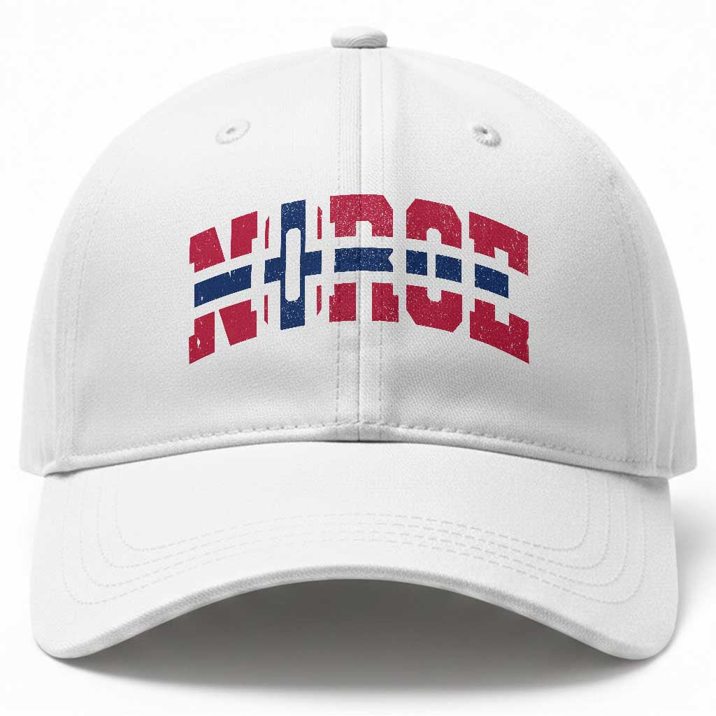 Norge Flag Baseball Cap Varsity Lettering Vintage Distressed Norway Norwegian Pride Scandinavian