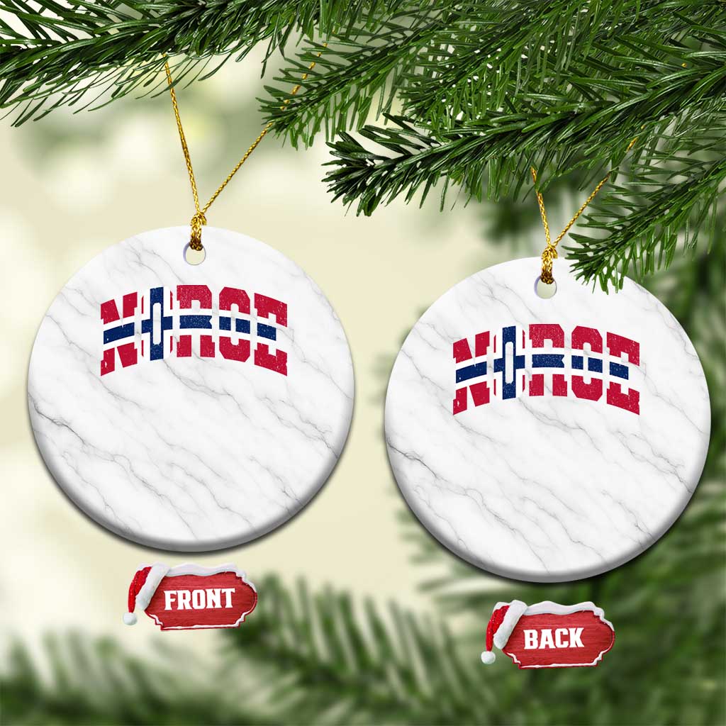 Norge Flag Ceramic Ornament Varsity Lettering Vintage Distressed Norway Norwegian Pride Scandinavian