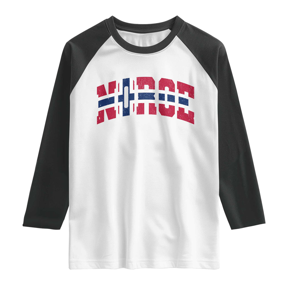 Norge Flag Raglan Shirt Varsity Lettering Vintage Distressed Norway Norwegian Pride Scandinavian