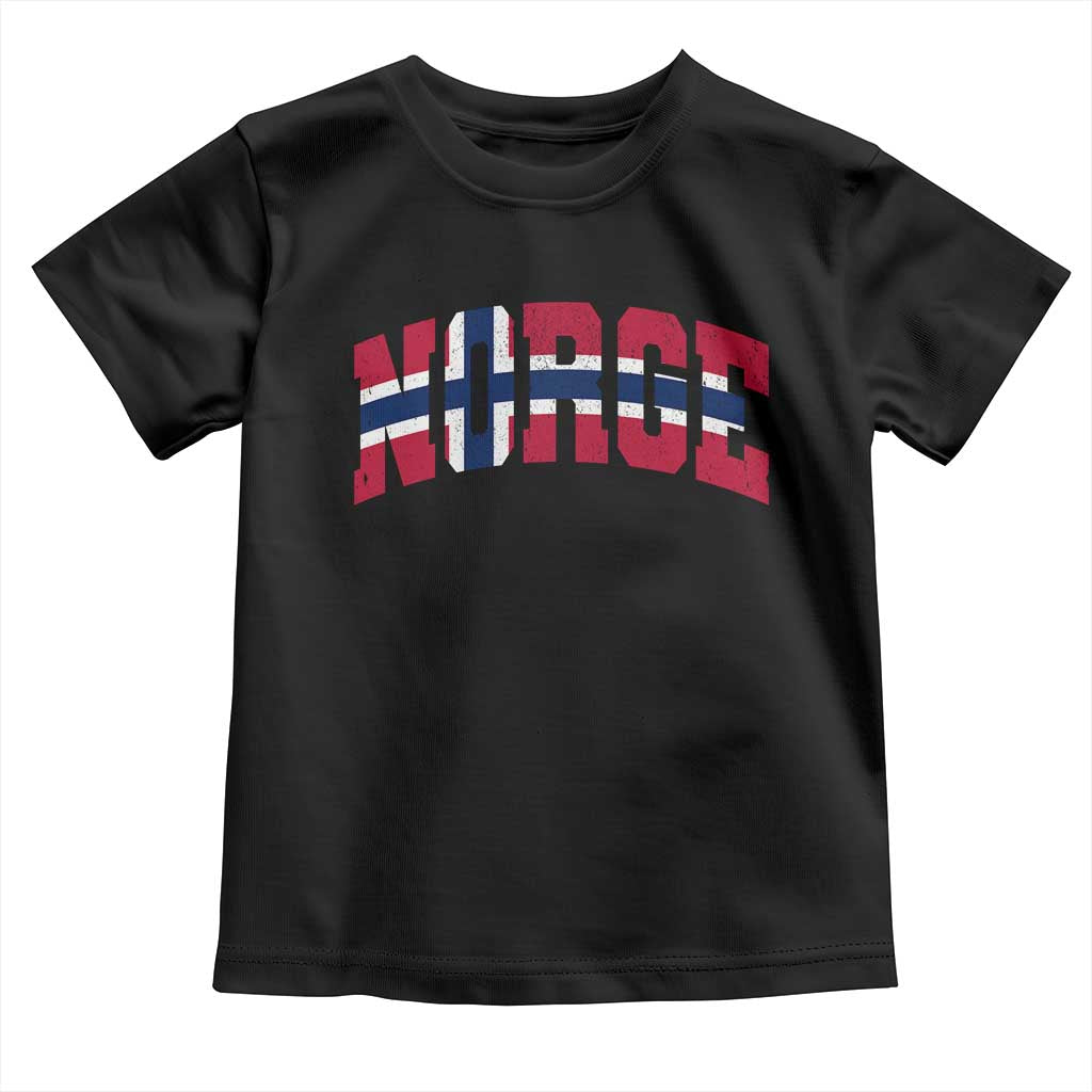 Norge Flag Toddler T Shirt Varsity Lettering Vintage Distressed Norway Norwegian Pride Scandinavian