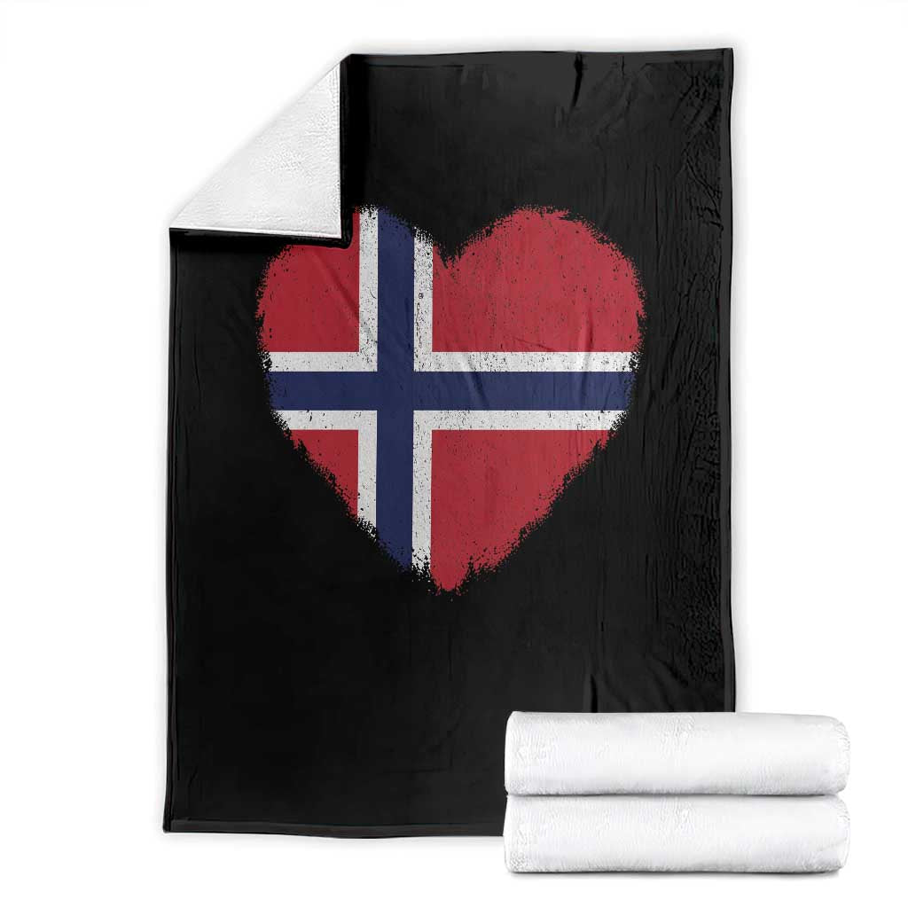 Norway Flag Heart Throw Blanket Vintage Distressed Norge Norwegian Pride Patriotic Scandinavian Love Graphic