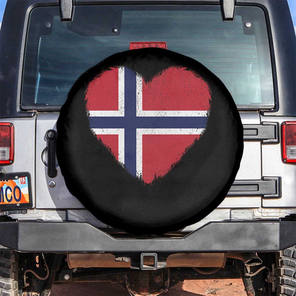 Norway Flag Heart Spare Tire Cover Vintage Distressed Norge Norwegian Pride Patriotic Scandinavian Love Graphic