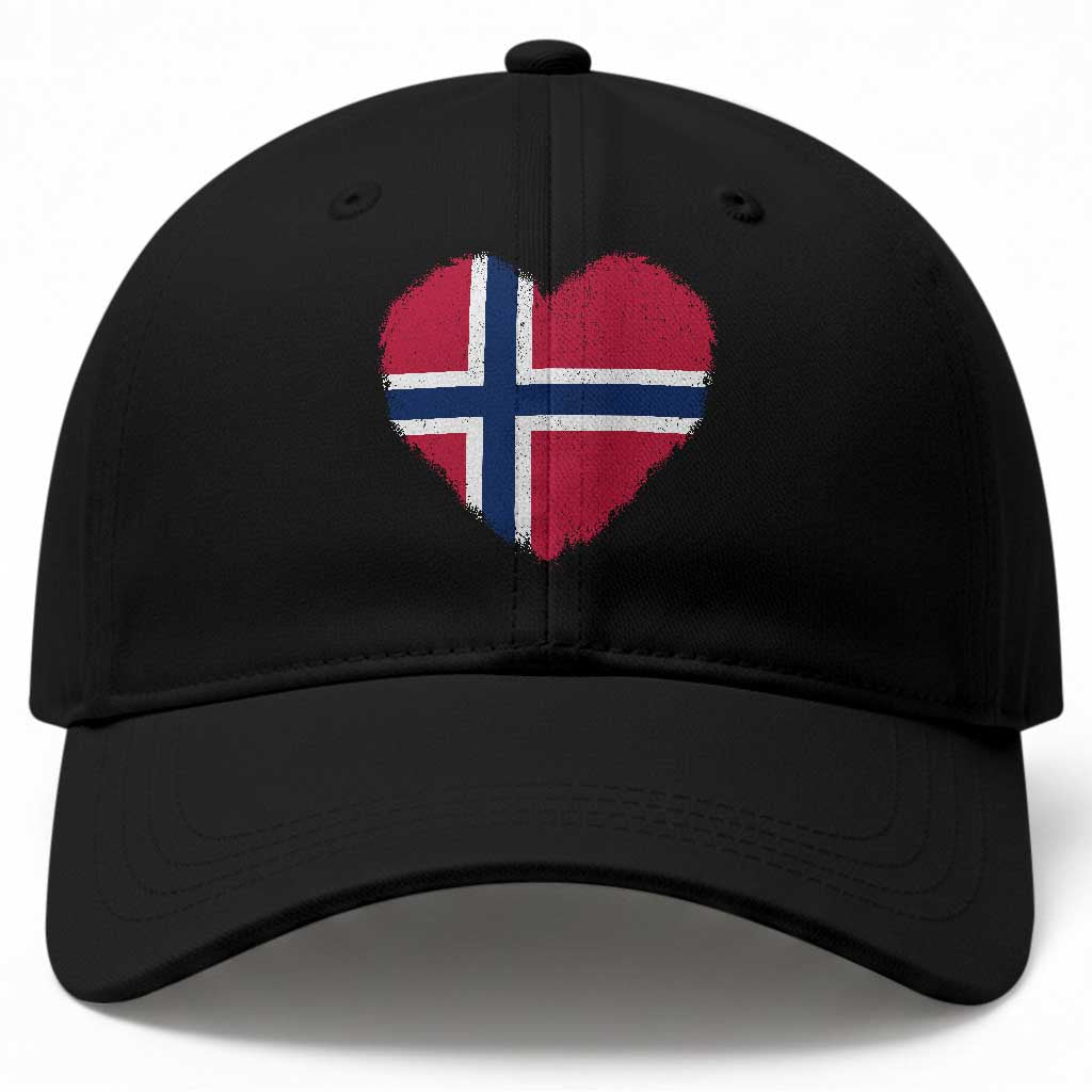 Norway Flag Heart Baseball Cap Vintage Distressed Norge Norwegian Pride Patriotic Scandinavian Love Graphic