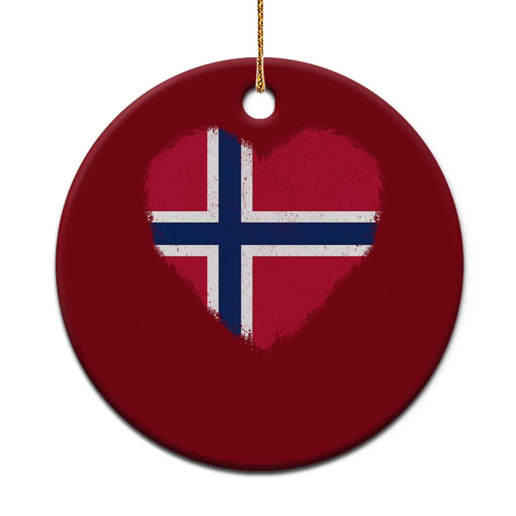 Norway Flag Heart Ceramic Ornament Vintage Distressed Norge Norwegian Pride Patriotic Scandinavian Love Graphic