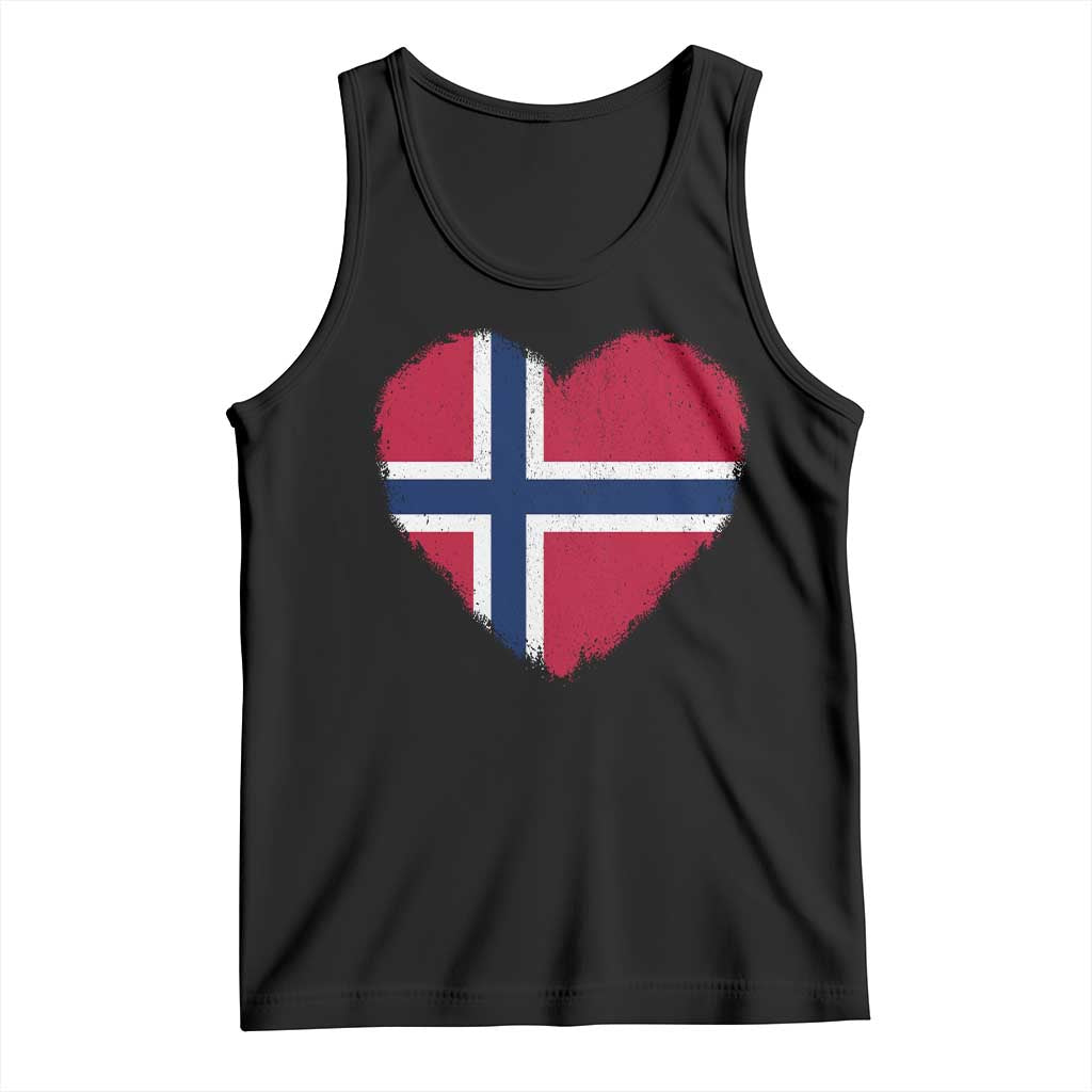 Norway Flag Heart Tank Top Vintage Distressed Norge Norwegian Pride Patriotic Scandinavian Love Graphic