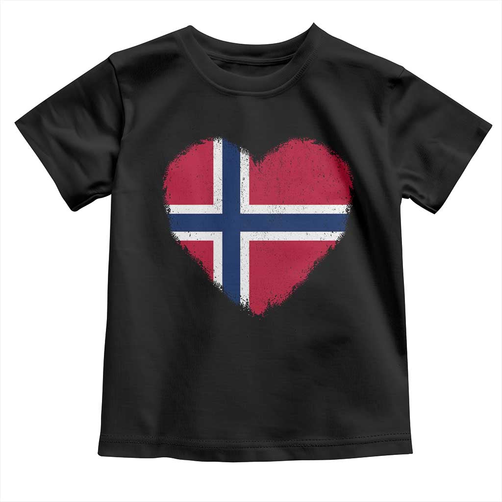 Norway Flag Heart Toddler T Shirt Vintage Distressed Norge Norwegian Pride Patriotic Scandinavian Love Graphic