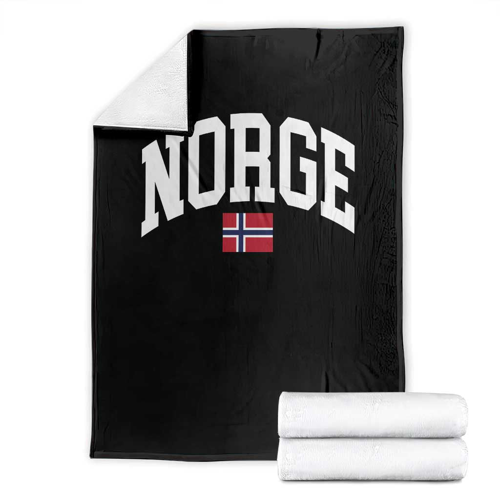 Norge Norway Flag Throw Blanket Retro Varsity Lettering Norwegian Pride Scandinavian Heritage Graphic