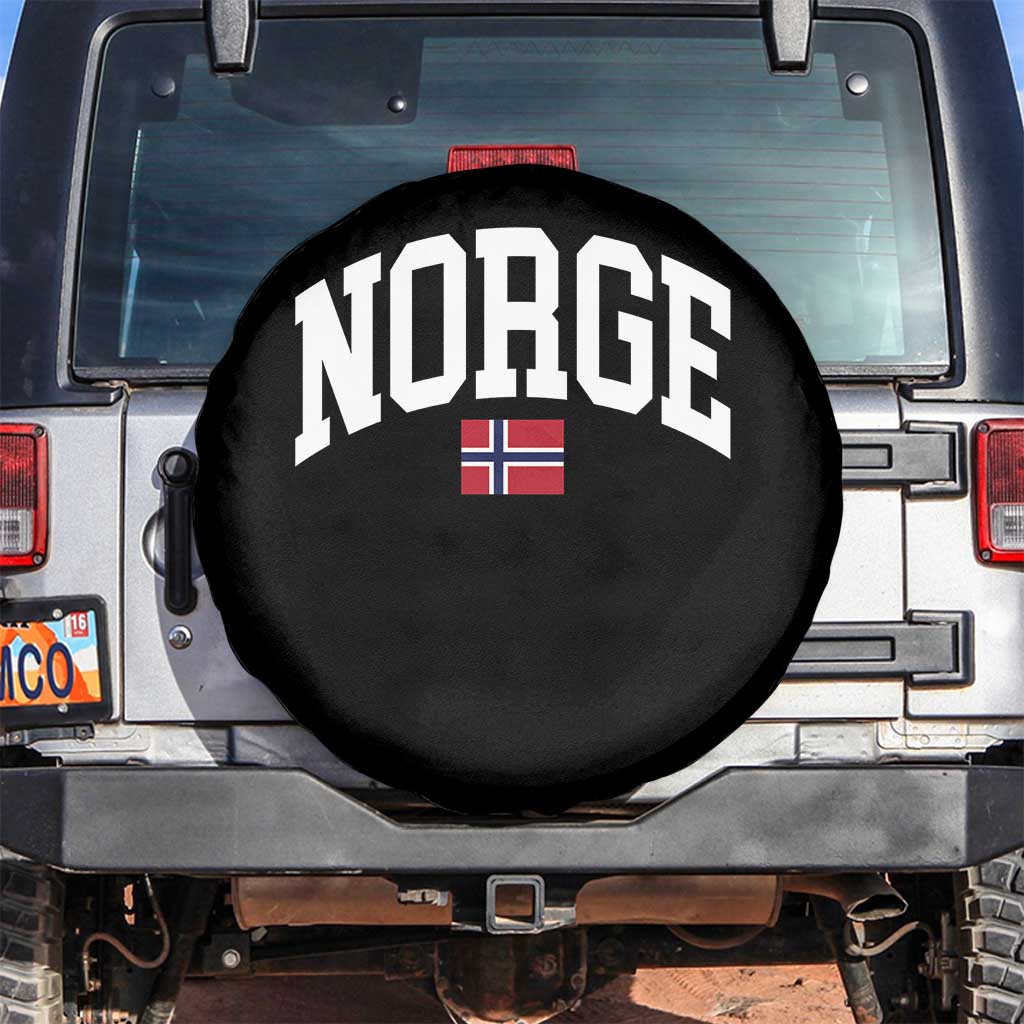 Norge Norway Flag Spare Tire Cover Retro Varsity Lettering Norwegian Pride Scandinavian Heritage Graphic