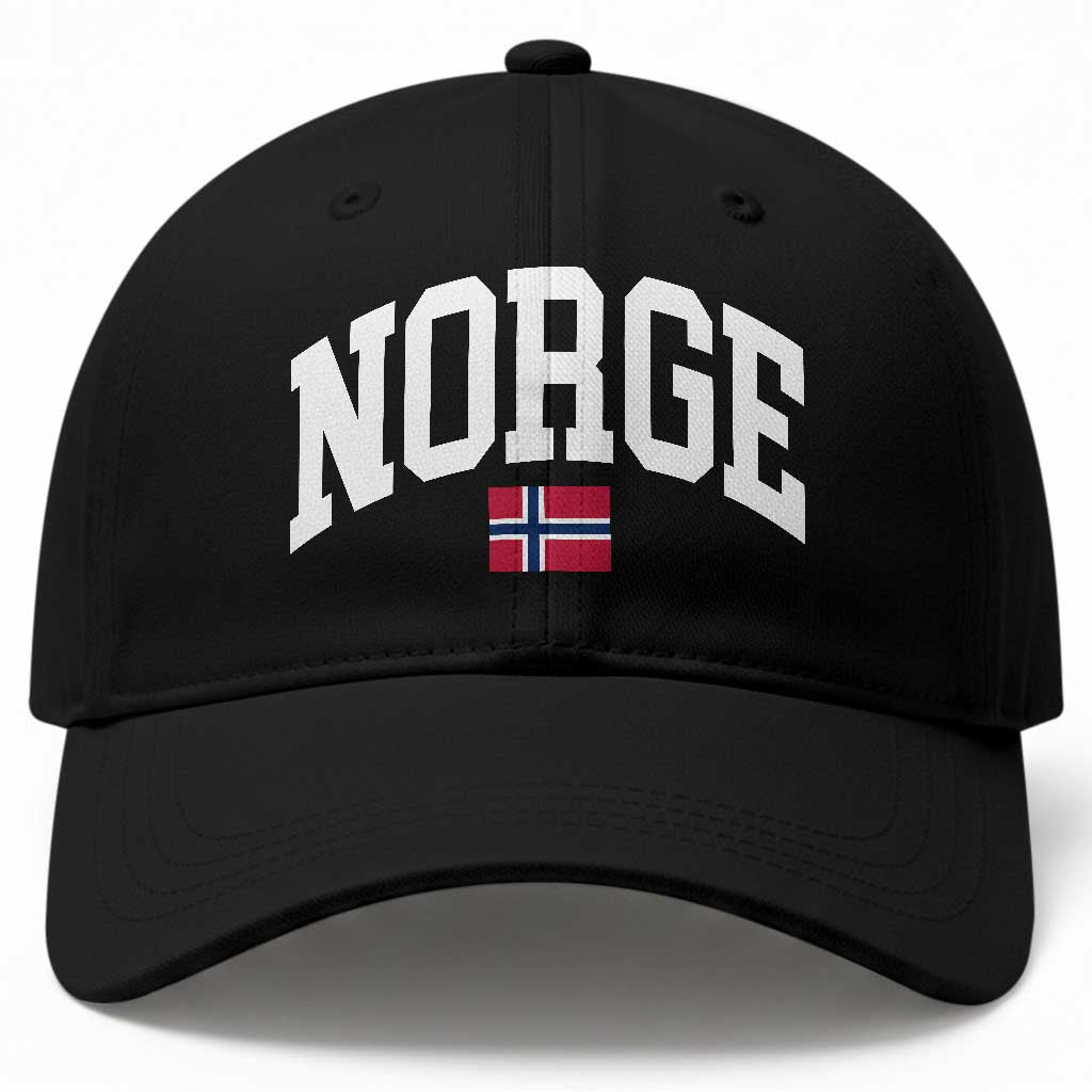 Norge Norway Flag Baseball Cap Retro Varsity Lettering Norwegian Pride Scandinavian Heritage Graphic