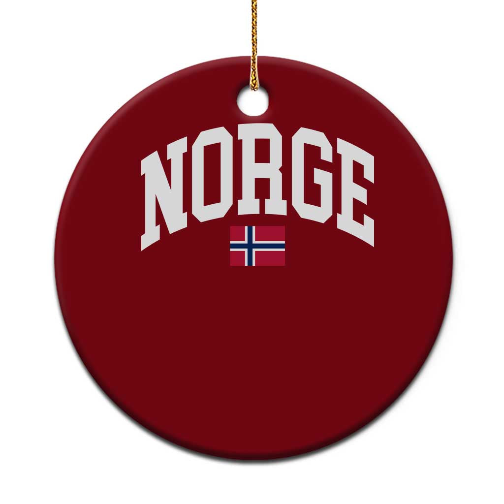Norge Norway Flag Ceramic Ornament Retro Varsity Lettering Norwegian Pride Scandinavian Heritage Graphic