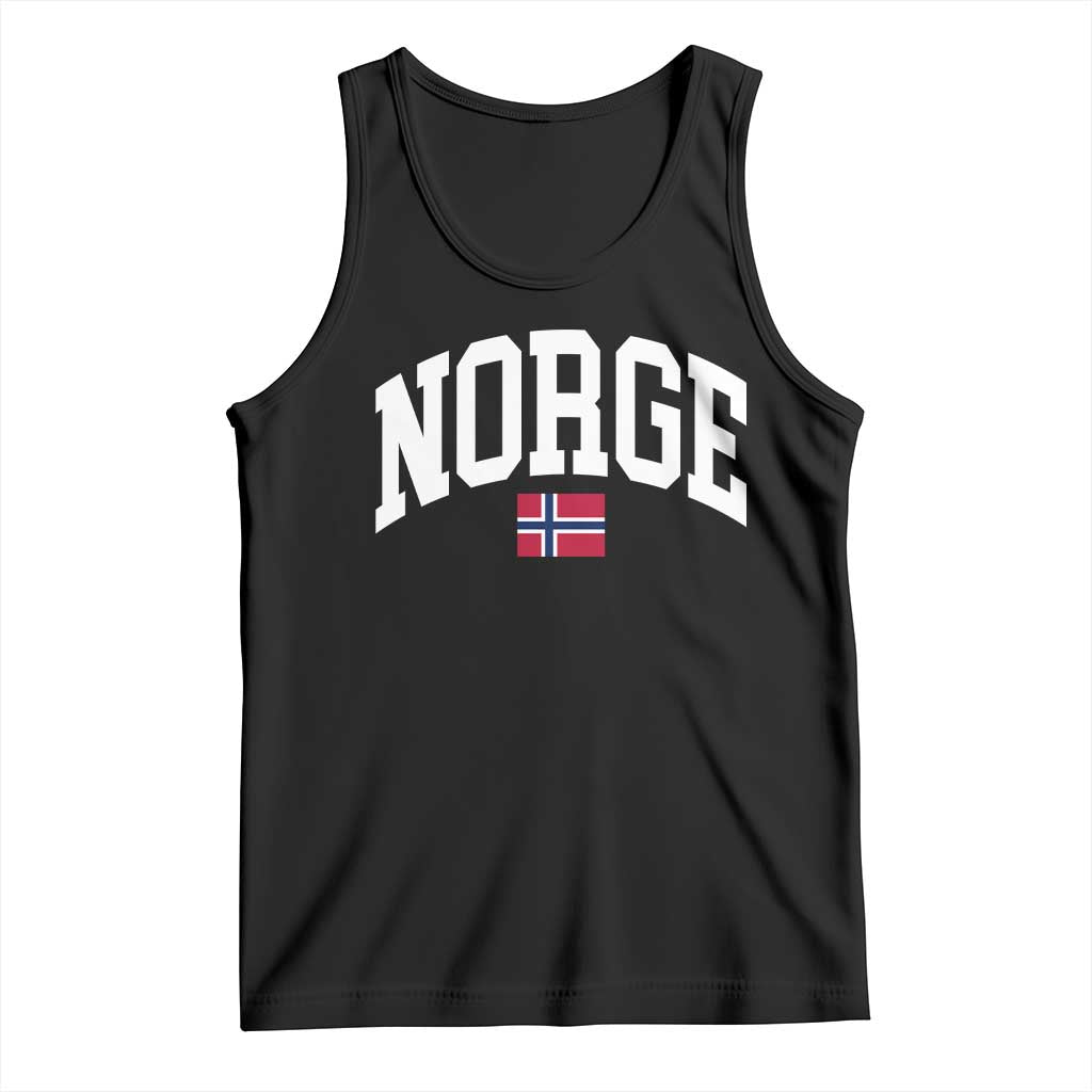 Norge Norway Flag Tank Top Retro Varsity Lettering Norwegian Pride Scandinavian Heritage Graphic