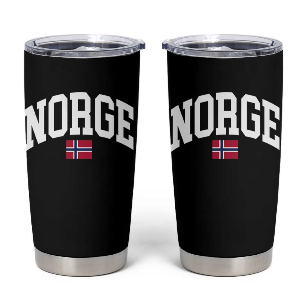 Norge Norway Flag Tumbler Cup Retro Varsity Lettering Norwegian Pride Scandinavian Heritage Graphic