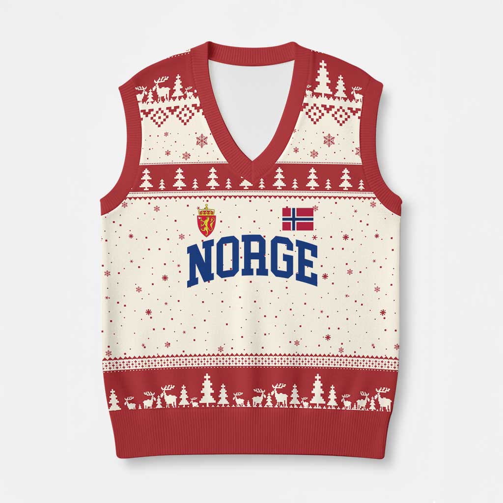 Norge Flag Norway Norwegian V-Neck Knit Sweater Vest Vintage Retro