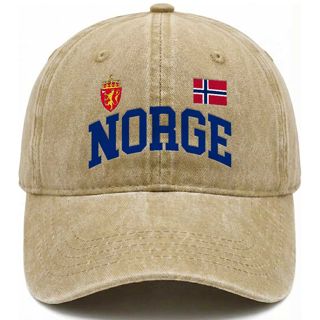 Norge Flag Norway Norwegian Washed Cotton Baseball Cap Vintage Retro