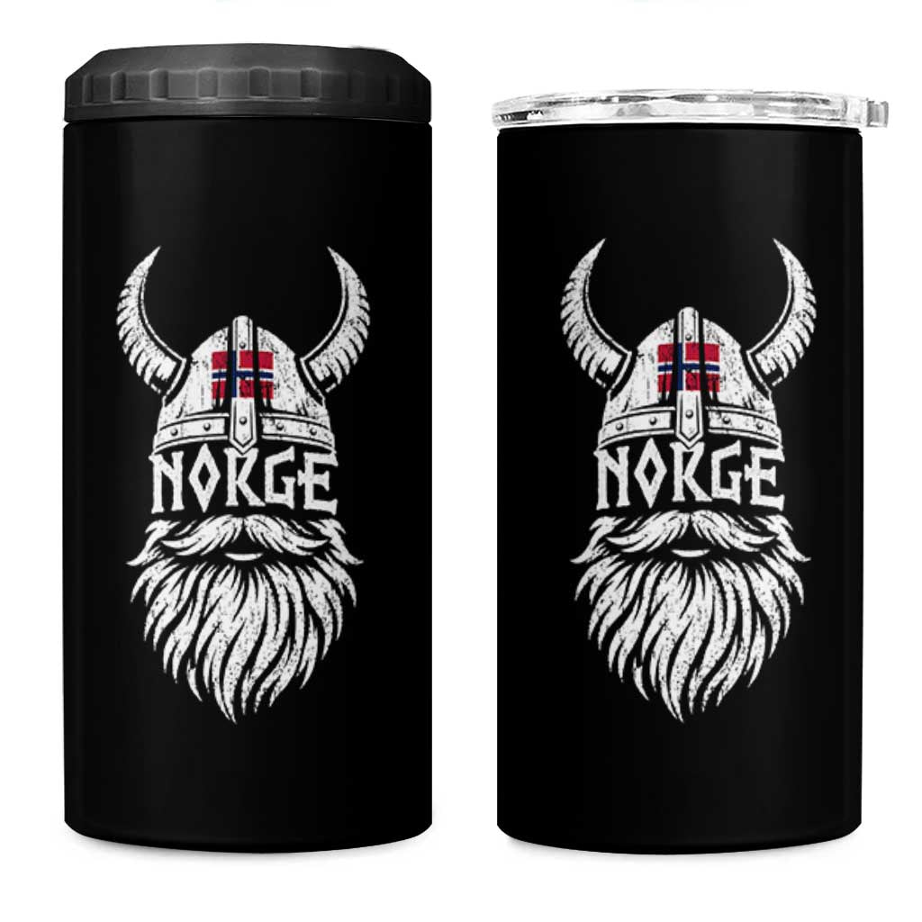 Norge Viking Norway Flag 4 in 1 Can Cooler Tumbler Norwegian Pride Norse Warrior Vintage Graphic