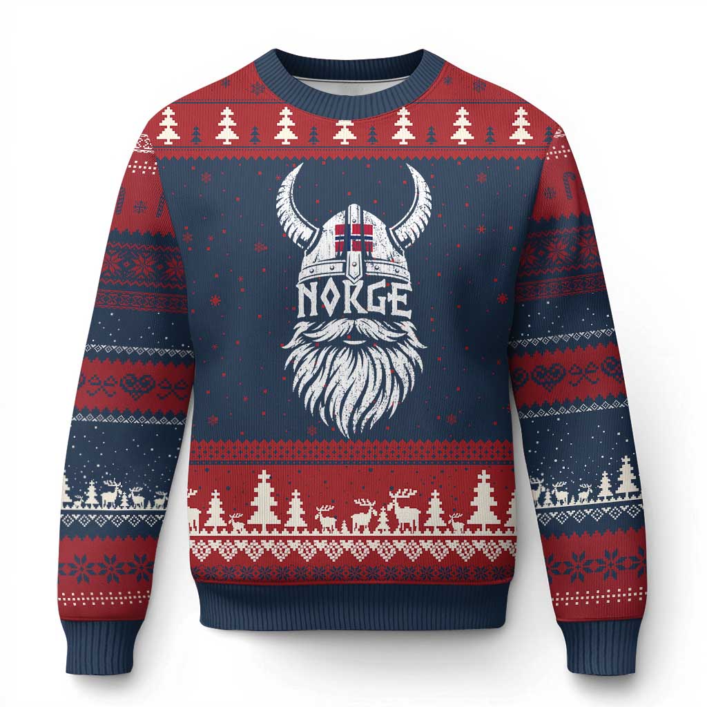 Norge Viking Norway Flag Ugly Christmas Sweater Norwegian Pride Norse Warrior Vintage Graphic