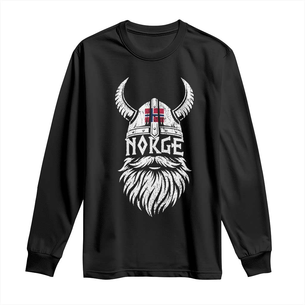Norge Viking Norway Flag Long Sleeve Shirt Norwegian Pride Norse Warrior Vintage Graphic