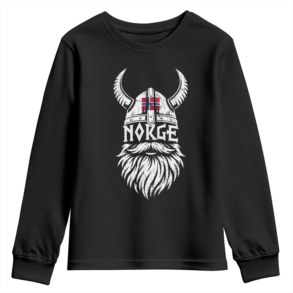 Norge Viking Norway Flag Youth Sweatshirt Norwegian Pride Norse Warrior Vintage Graphic
