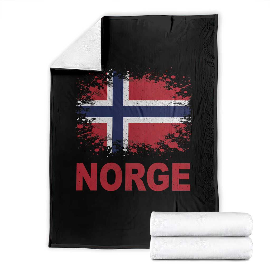 Norge Flag Throw Blanket Norway Watercolor Splatter Vintage Norwegian Pride Patriotic