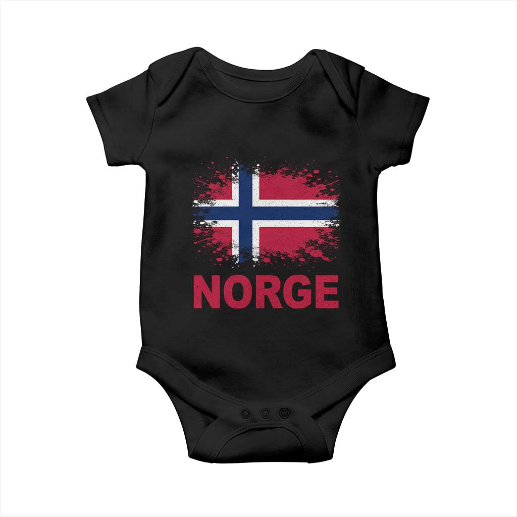 Norge Flag Baby Onesie Norway Watercolor Splatter Vintage Norwegian Pride Patriotic