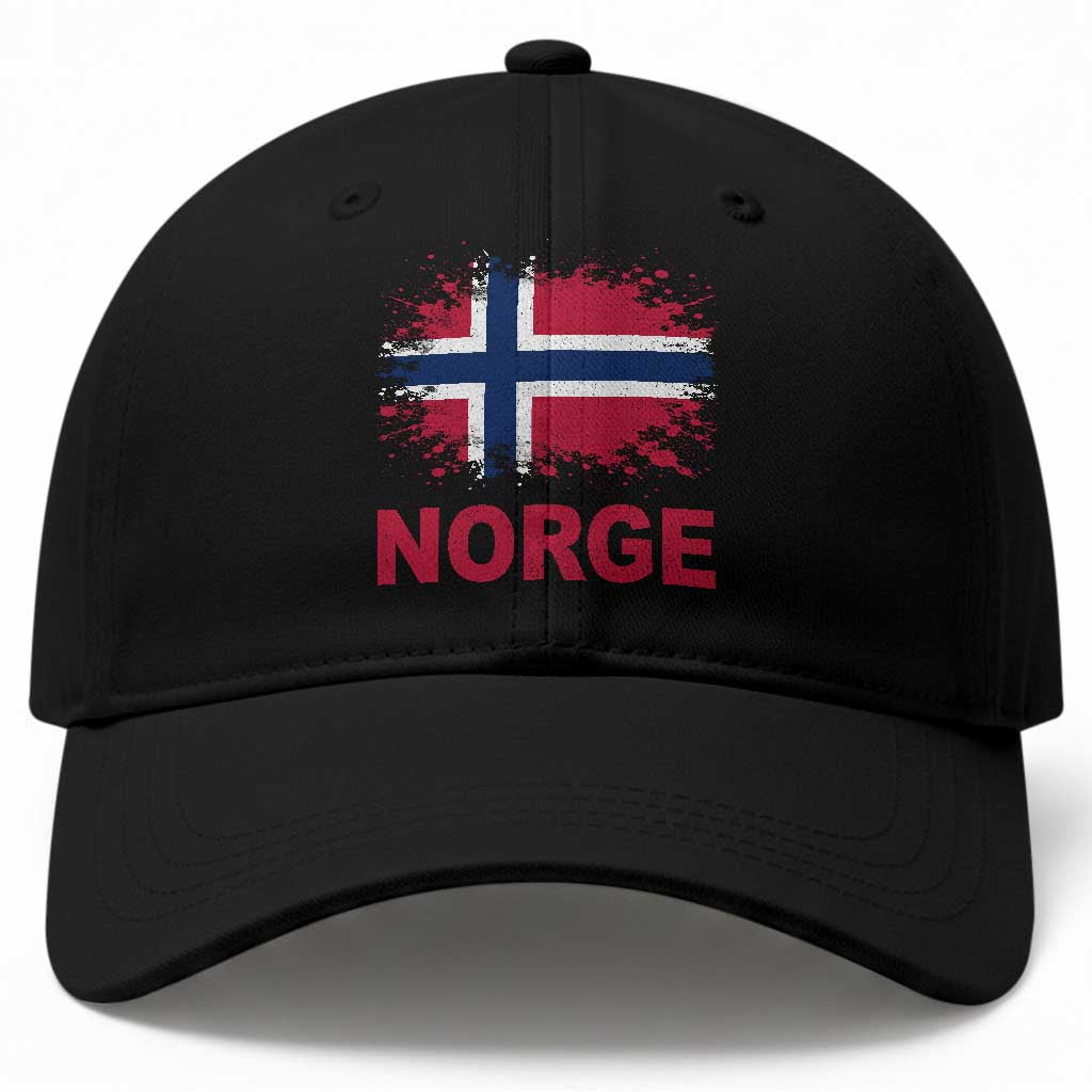 Norge Flag Baseball Cap Norway Watercolor Splatter Vintage Norwegian Pride Patriotic