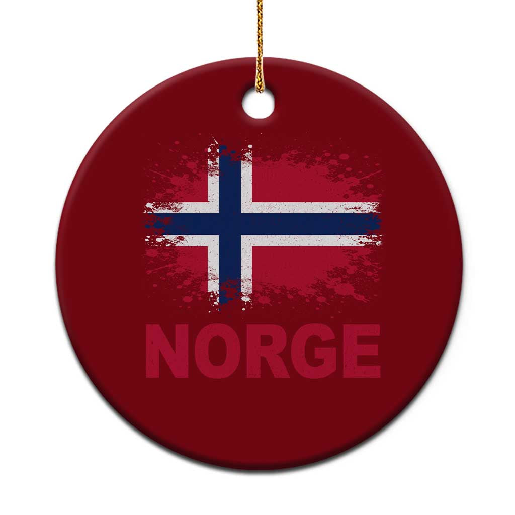 Norge Flag Ceramic Ornament Norway Watercolor Splatter Vintage Norwegian Pride Patriotic