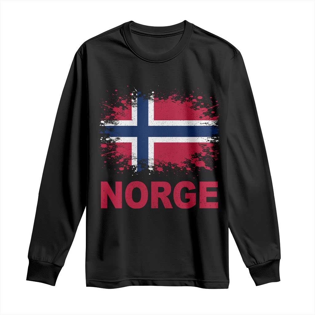 Norge Flag Long Sleeve Shirt Norway Watercolor Splatter Vintage Norwegian Pride Patriotic