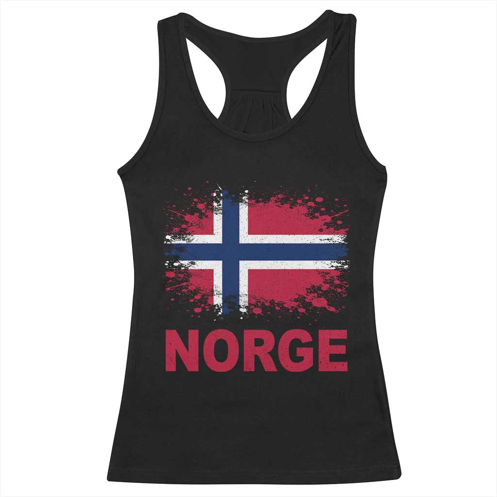 Norge Flag Racerback Tank Top Norway Watercolor Splatter Vintage Norwegian Pride Patriotic