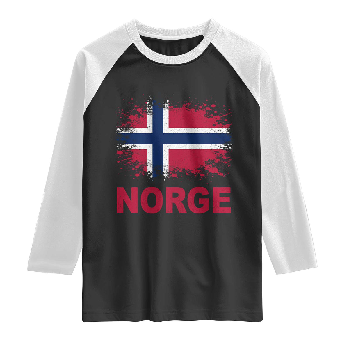 Norge Flag Raglan Shirt Norway Watercolor Splatter Vintage Norwegian Pride Patriotic