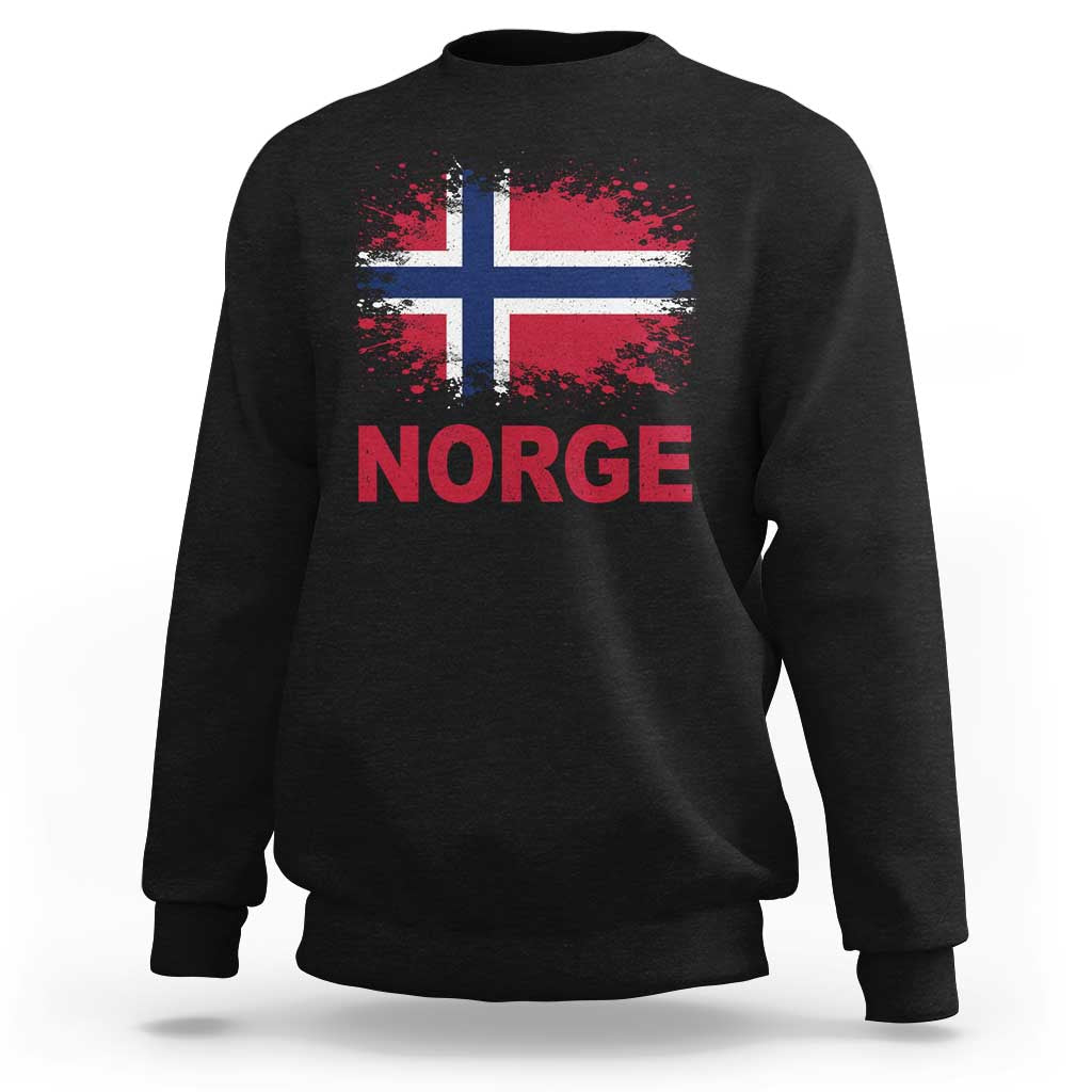 Norge Flag Sweatshirt Norway Watercolor Splatter Vintage Norwegian Pride Patriotic