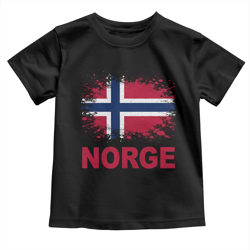 Norge Flag Toddler T Shirt Norway Watercolor Splatter Vintage Norwegian Pride Patriotic