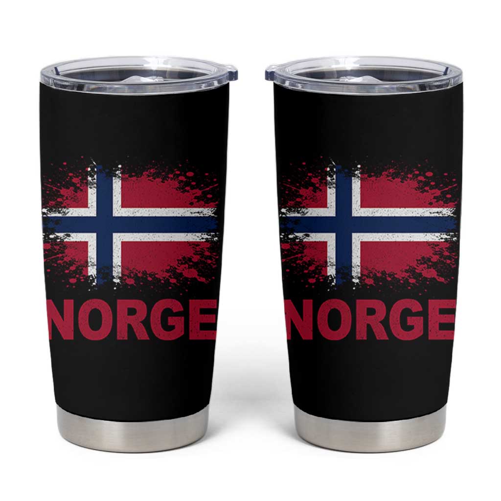 Norge Flag Tumbler Cup Norway Watercolor Splatter Vintage Norwegian Pride Patriotic