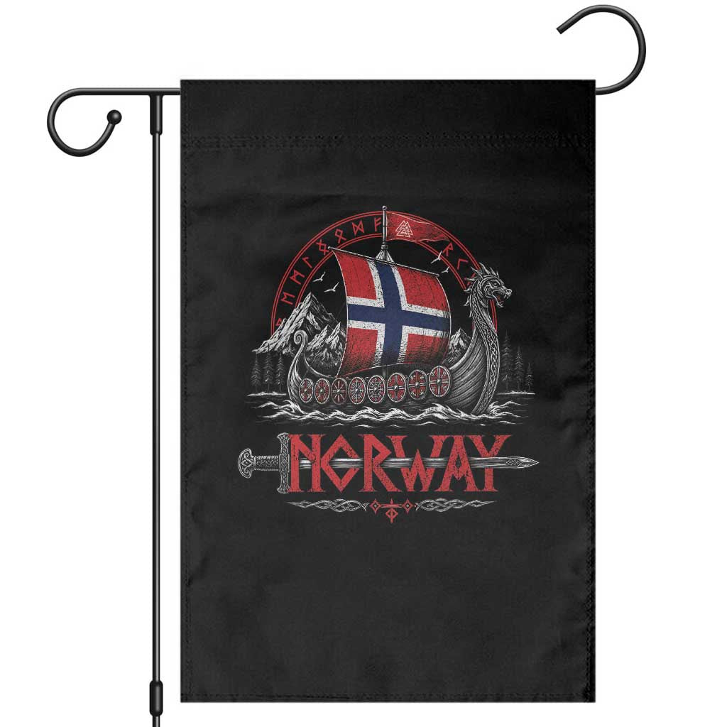 Retro Norwegian Viking Longship Norway Flag Garden Flag Vintage Nordic Heritage Warrior
