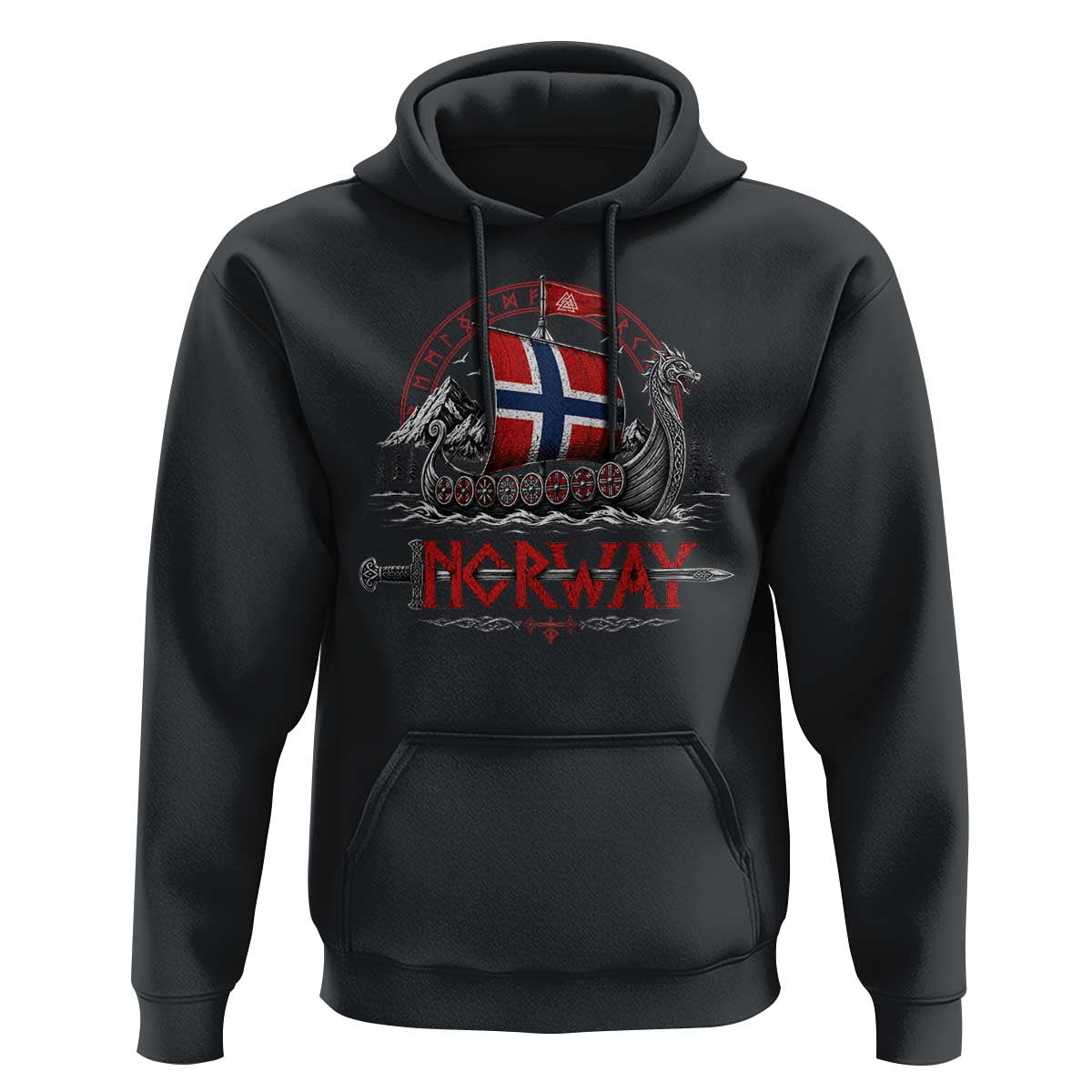Retro Norwegian Viking Longship Norway Flag Hoodie Vintage Nordic Heritage Warrior
